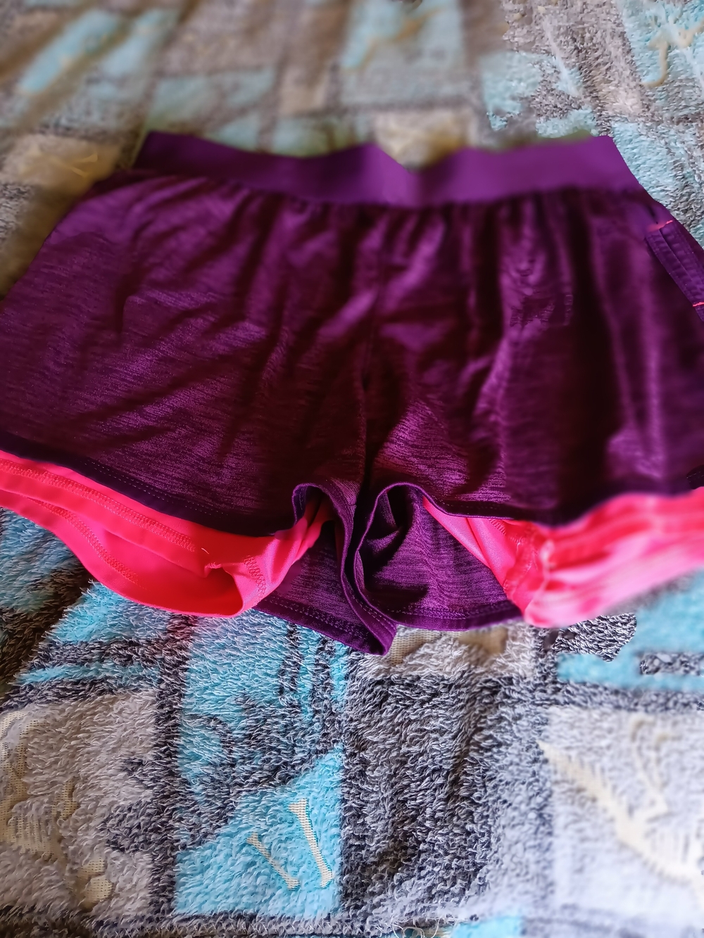 & Other Stories Purple Shorts with Pink Liner